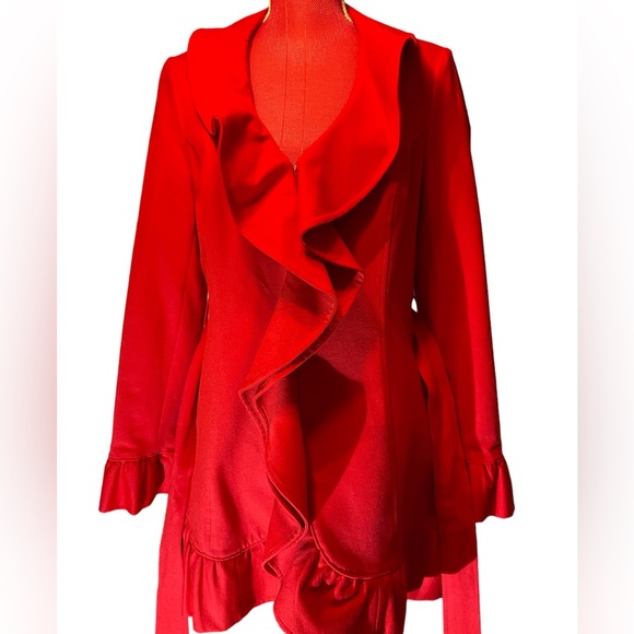 INC red ruffle coat M - Picture 7 of 9